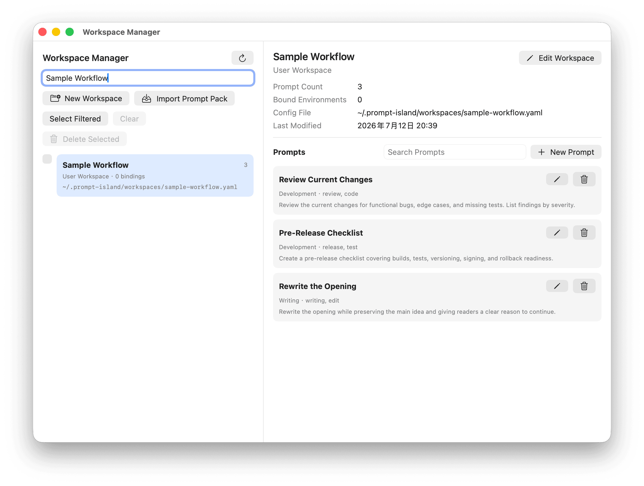 Package a prompt workflow and send it.